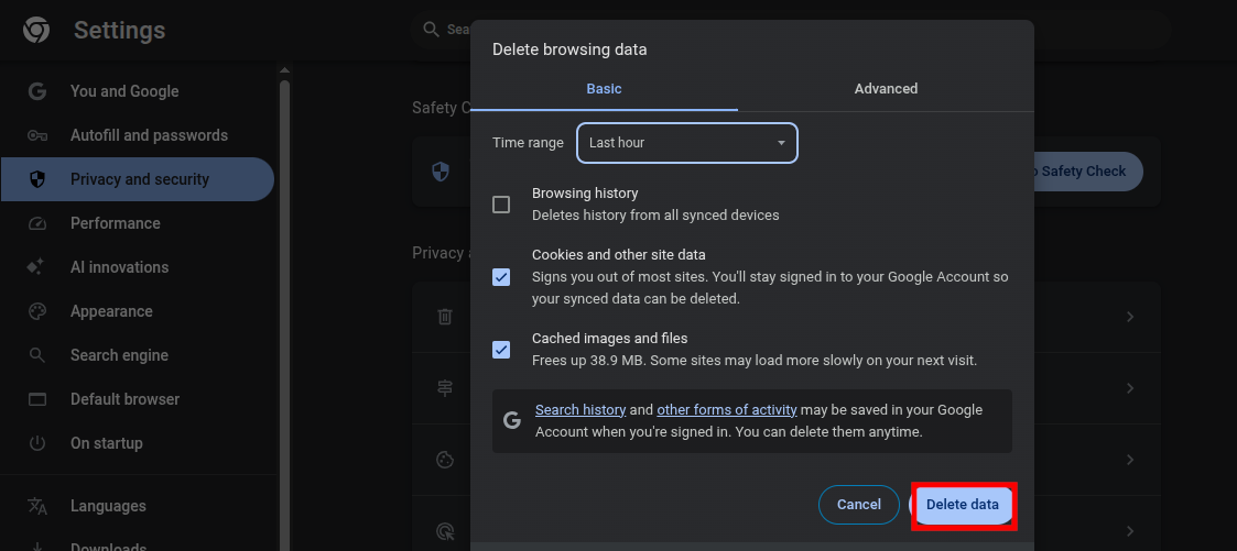 Clear cache and cookies.