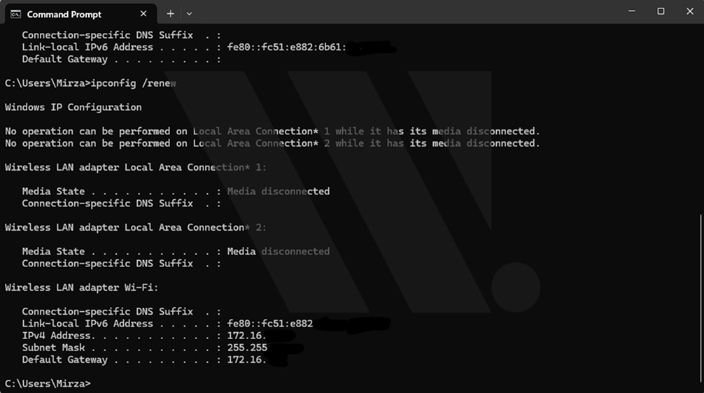 Release and Renew IP Address