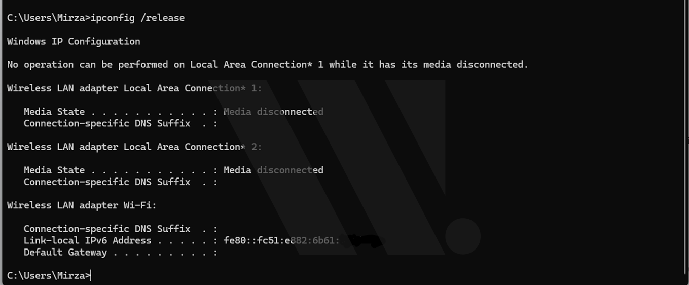 Release and Renew IP Address